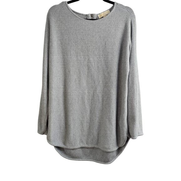 Michael Michael Kors Knit Long Sleeve Gray Tunic Zip Back Sweater Top - Picture 1 of 10
